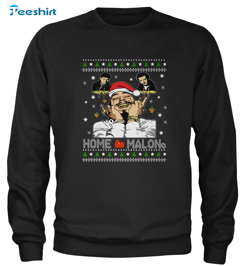 Home Malone Christmas Sweatshirt, Christmas Vintage Short Sleeve Crewneck