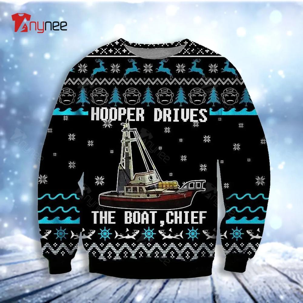 Hooper Drives The Boat Chief Ugly Christmas Sweater- Best Christmas Gifts 2023