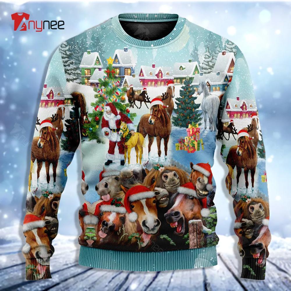 Horse Loves Very Happy Ugly Christmas Sweater- Best Christmas Gifts 2023