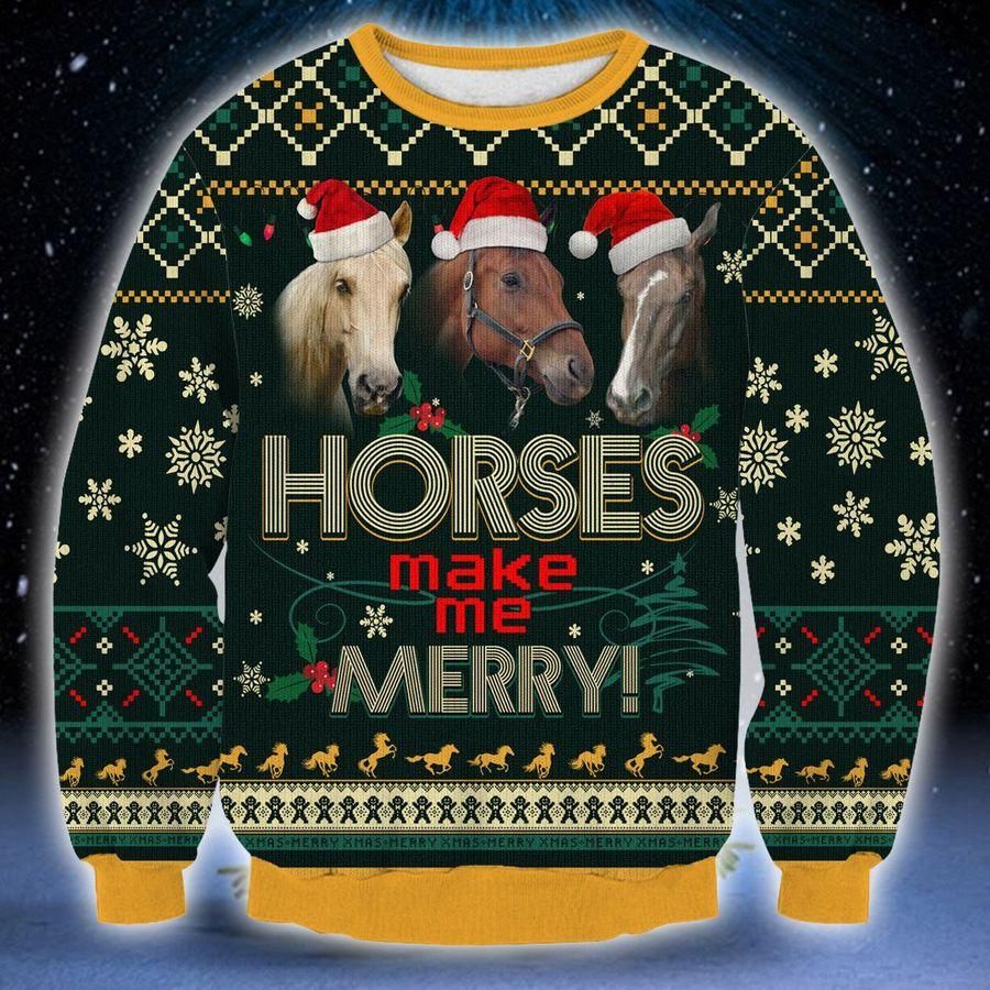 Horse Make Me Merry Ugly Christmas Sweater | For Men & Women | Adult | US1886- Best Christmas Gifts 2023