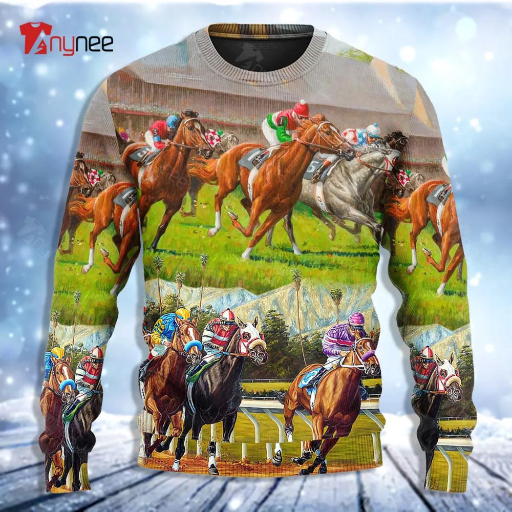 Horse Racing Don’T Look Back Ugly Christmas Sweater- Best Christmas Gifts 2023