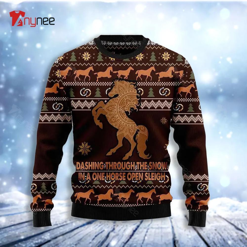 Horse Through Snow Ugly Christmas Sweater- Best Christmas Gifts 2023