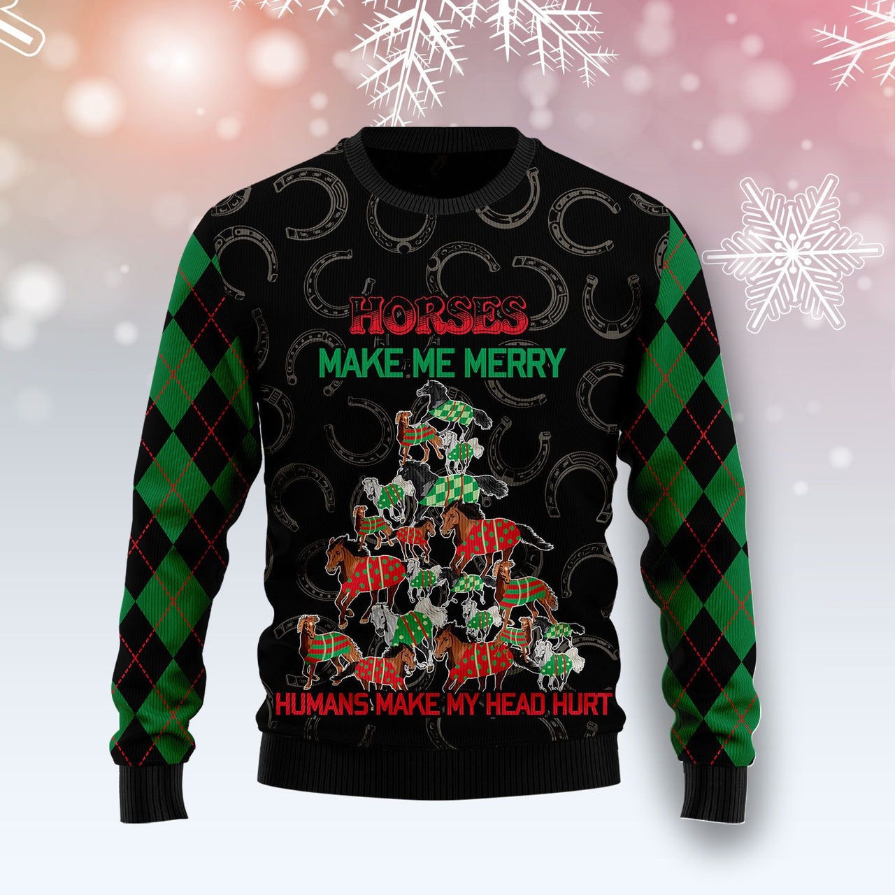 Horses Make Me Merry Humans Make My Head Hurt Ugly Sweater – Best Christmas Gifts 2023