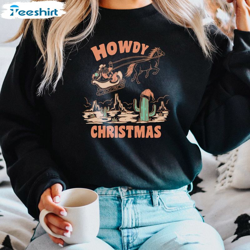 Howdy Christmas Shirt – Groovy Christmas Vintage Sweatshirt Long Sleeve