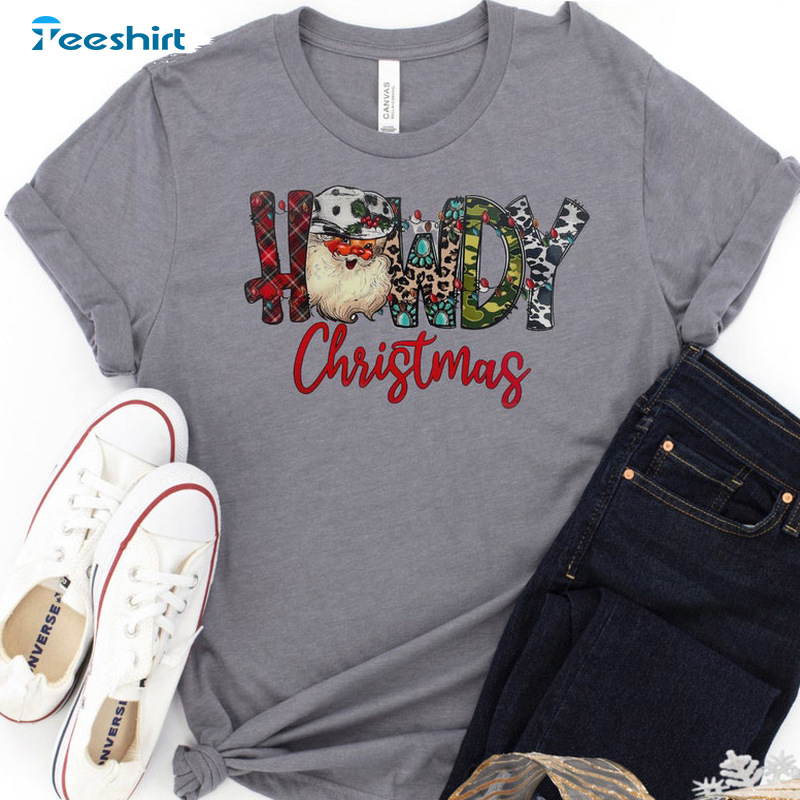 Howdy Christmas Shirt – Santa Western County Long Sleeve Unisex T-shirt