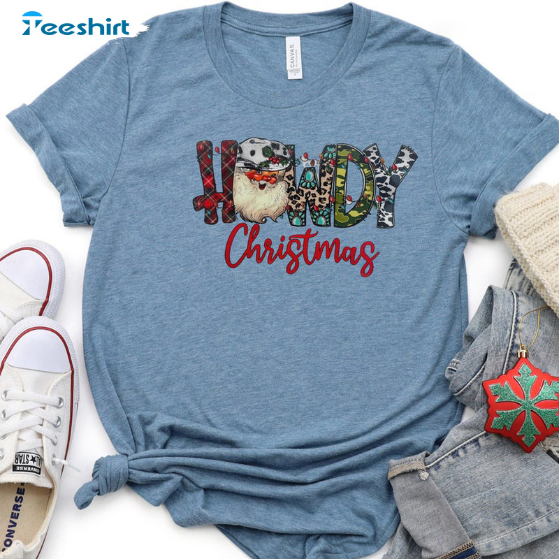 Howdy Christmas Shirt – Santa Western County Long Sleeve Unisex T-shirt