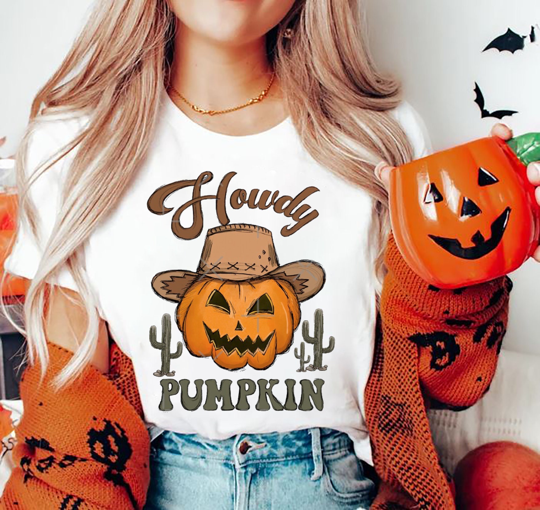 Howdy Pumpkin Western Halloween Cowgirl Sweatshirt