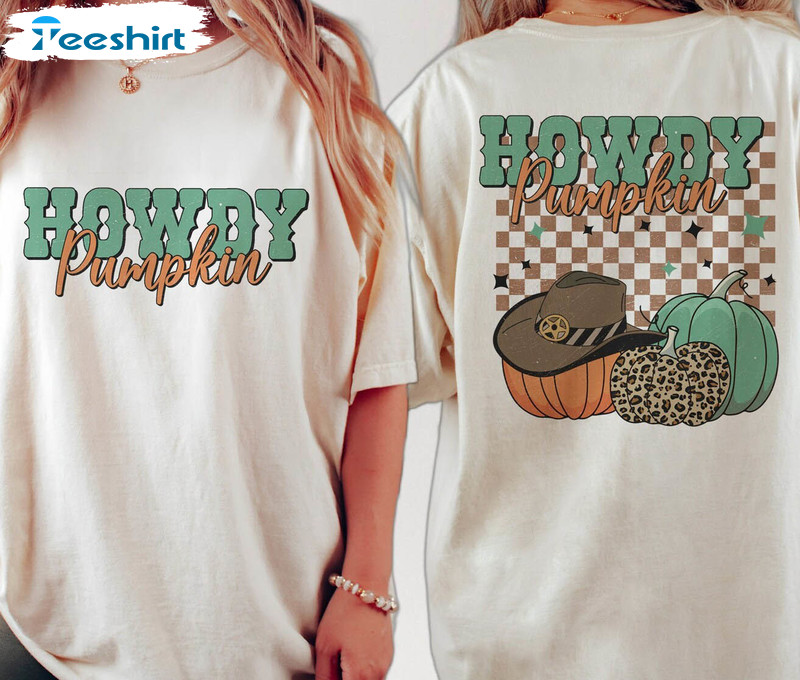 Howdy Pumpkin Western Halloween Shirt, Western Retro Tee Tops Sweater