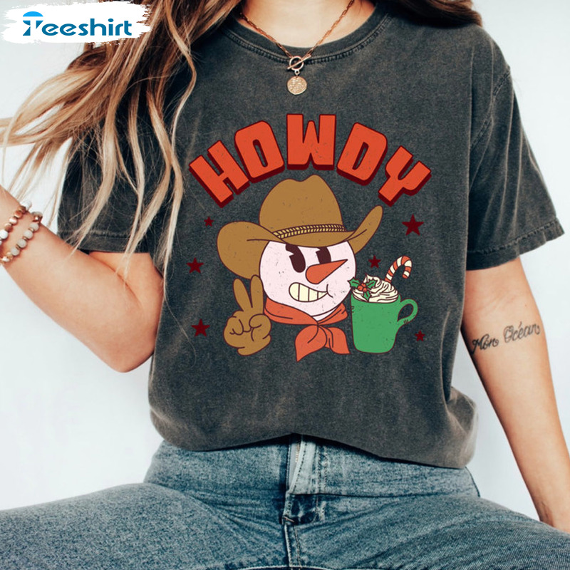 Howdy Snowman Christmas Shirt – Christmas Graphic Unisex Hoodie Sweater