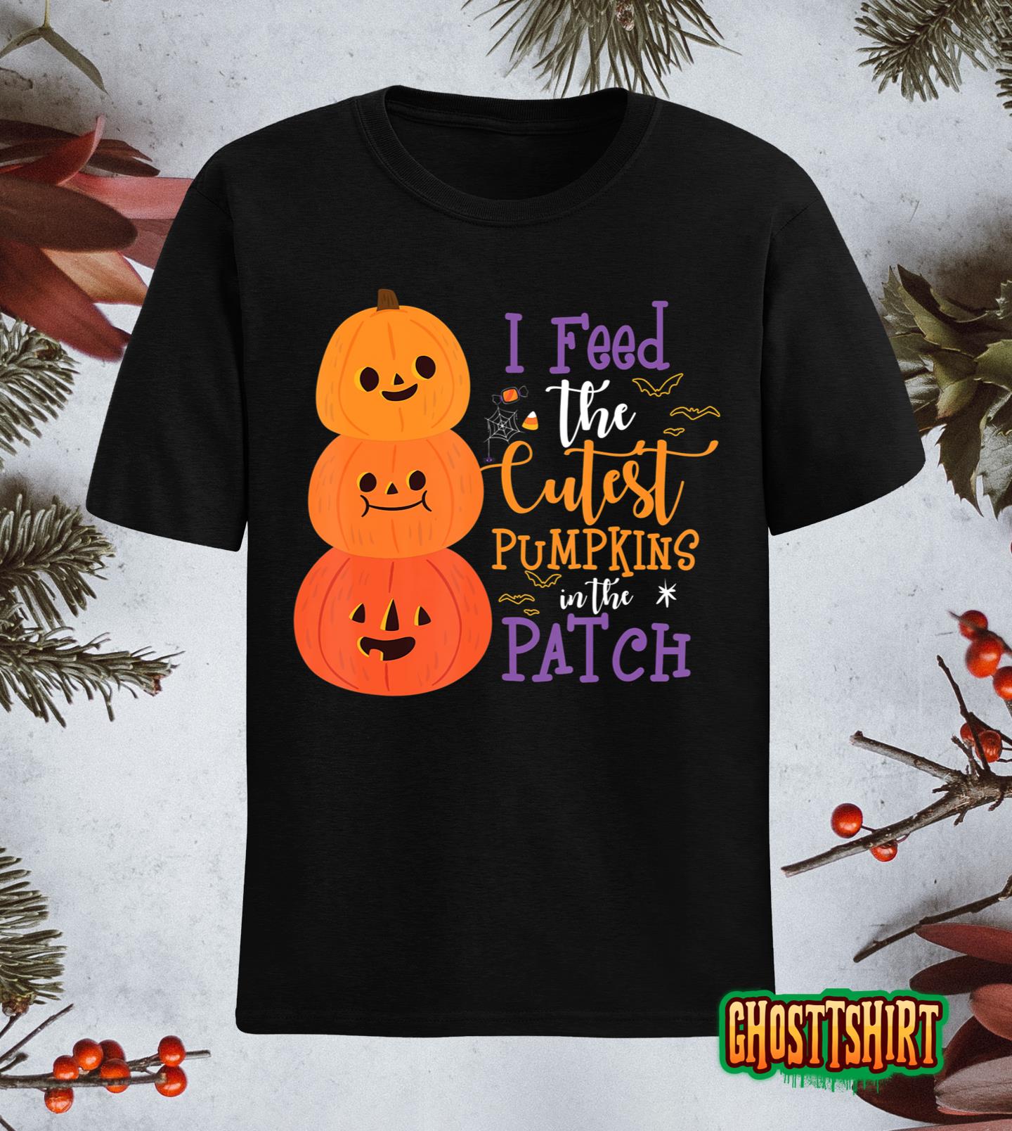 I Feed The Cutest Pumpkins In The Patch Halloween Lunch Lady T-Shirt