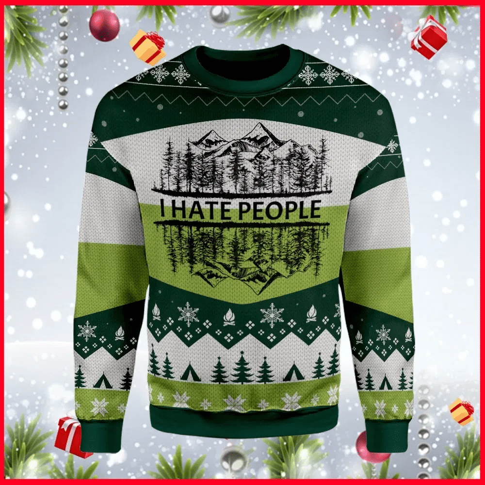 I Hate People Mountain Camping Ugly Christmas Sweater | For Men & Women | Adult | US3086- Best Christmas Gifts 2023