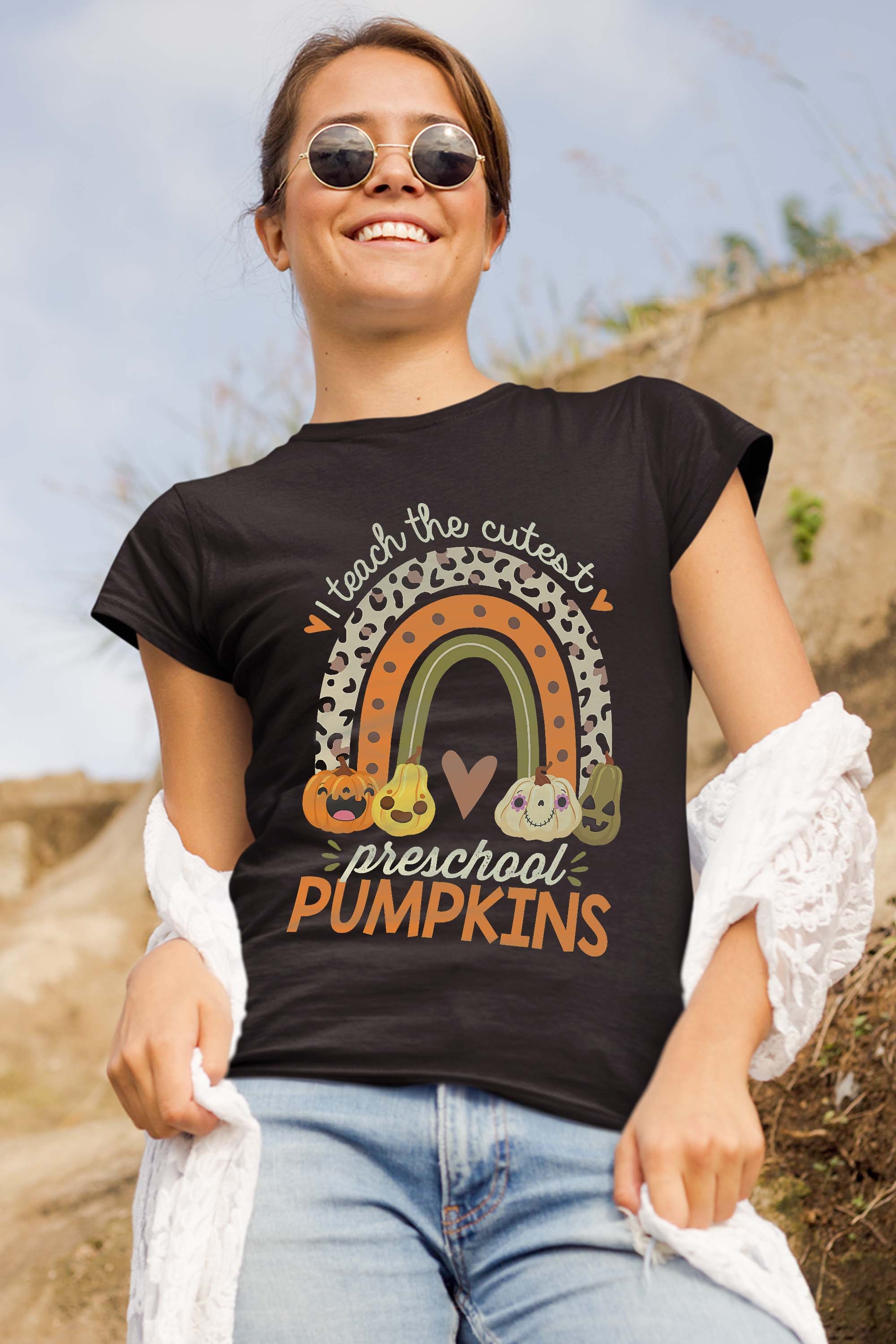 I Teach the Cutest Preschool Pumpkin Halloween Prek Teacher T-Shirt