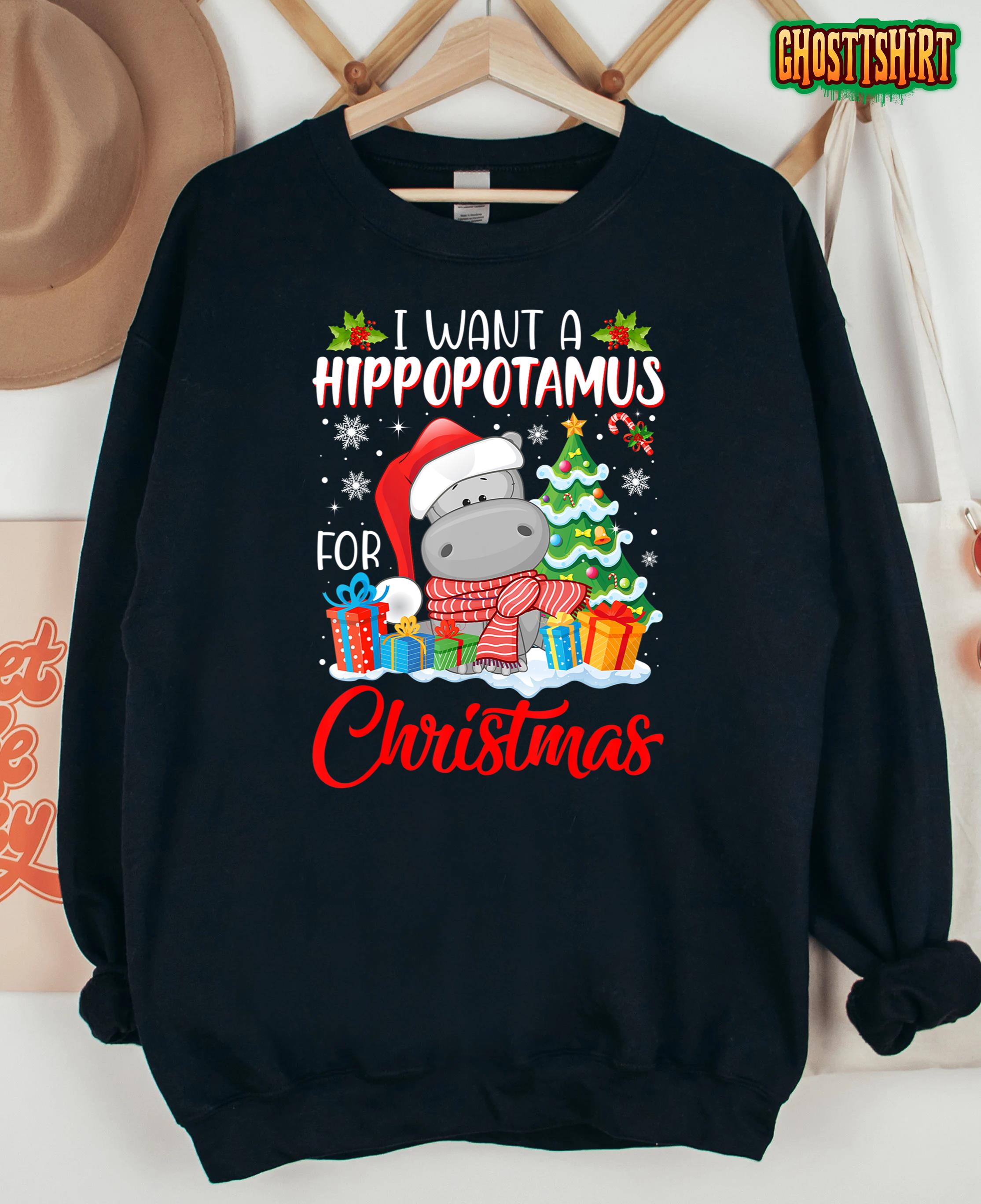 I Want A Hippopotamus For Christmas Tshirt Cute Xmas Costume T-Shirt