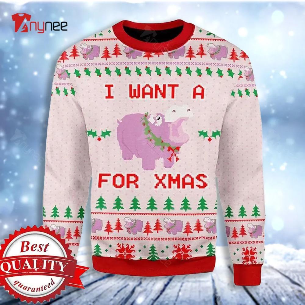 I Want A Hippopotamus For Xmas Ugly Christmas Sweater- Best Christmas Gifts 2023