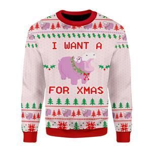 I Want A Hippopotamus Ugly Christmas Sweater | For Men & Women | Adult | US3535- Best Christmas Gifts 2023