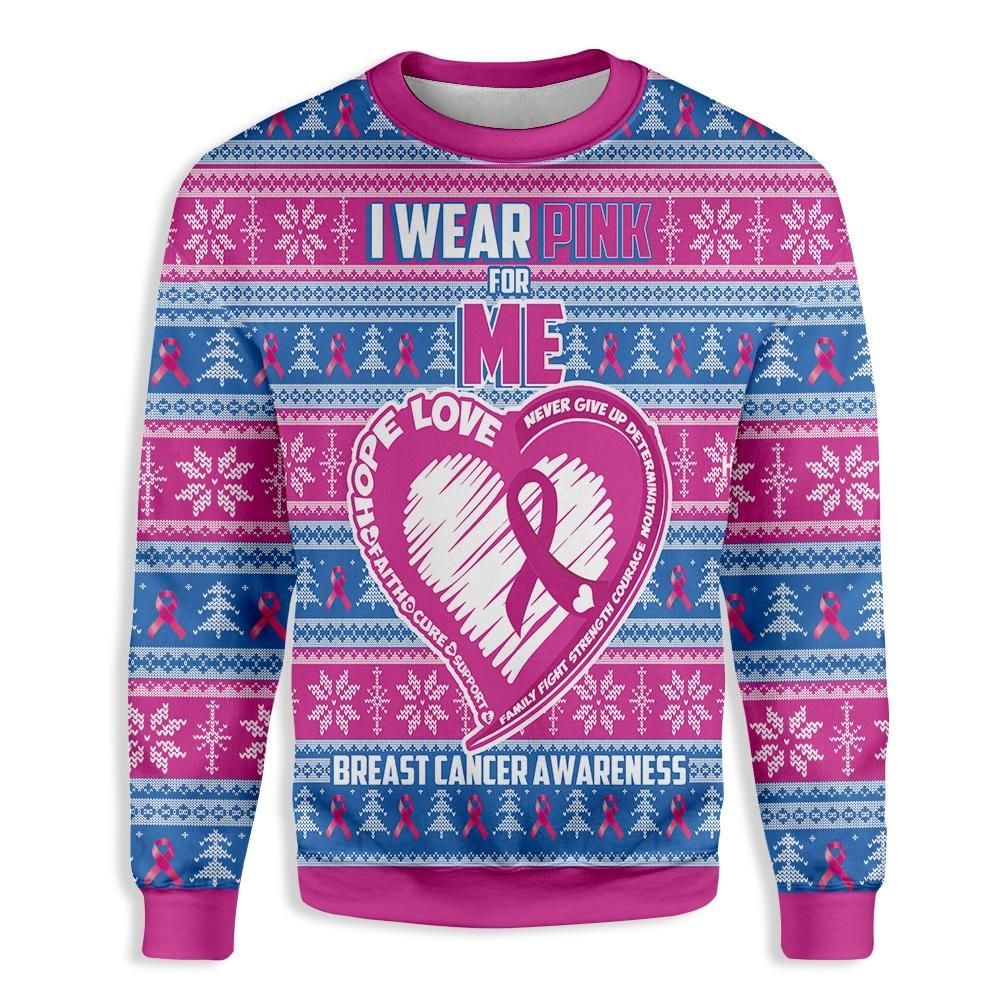 I Wear Pink For Me Breast Cancer Awareness Ugly Christmas Sweater | For Men & Women | Adult | US3178- Best Christmas Gifts 2023