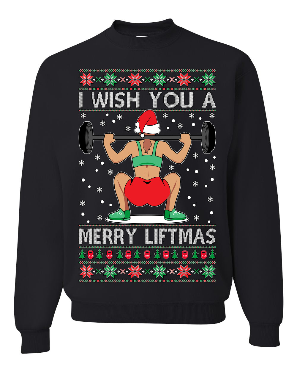 I Wish You A Merry Liftmas Woman Workout Gym Holiday Fitness Ugly Christmas Sweater Unisex Crewneck Graphic Sweatshirt- Best Christmas Gifts 2023