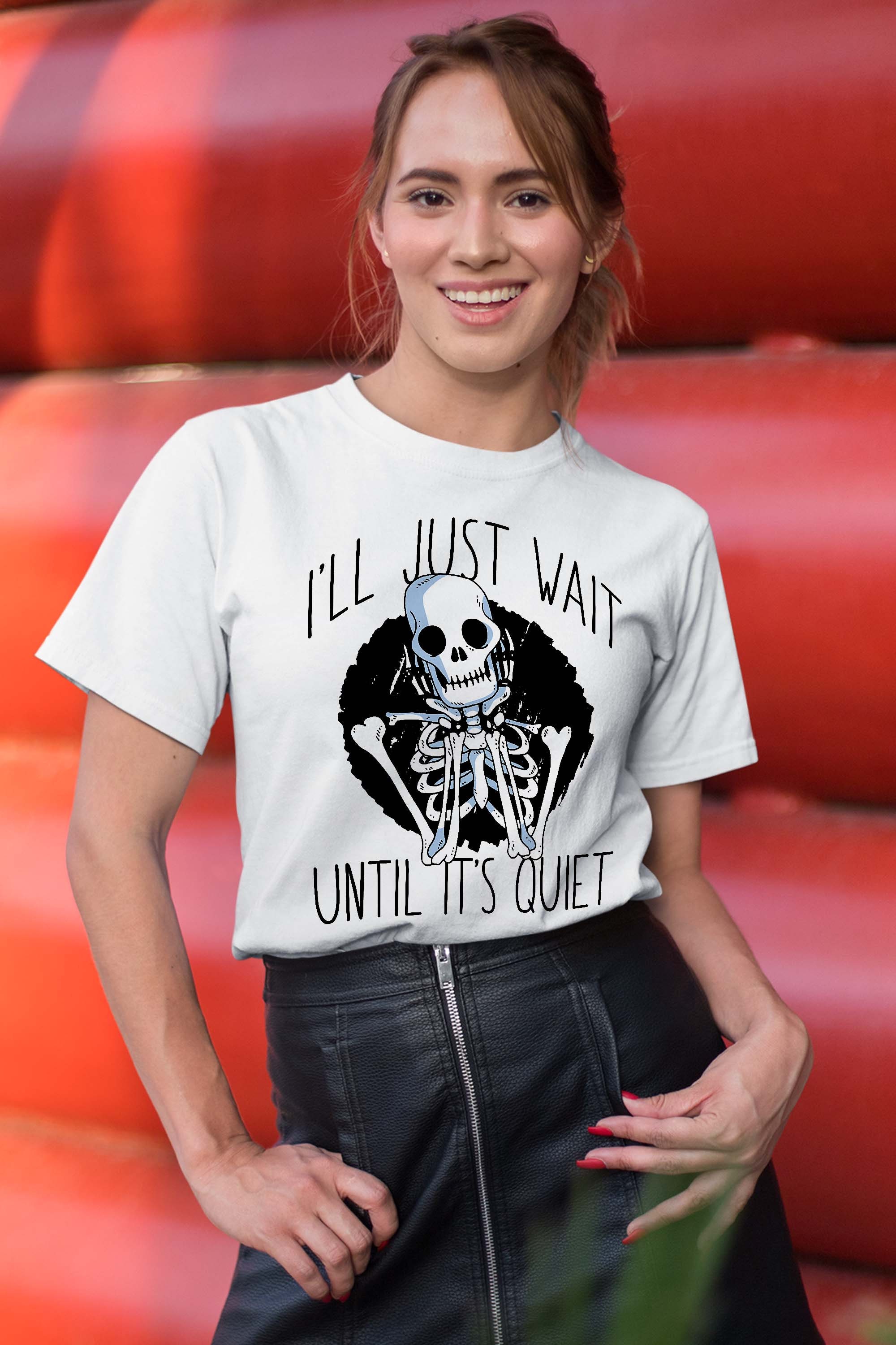 I’LL JUST WAIT Quiet Halloween Teacher Skeleton T-Shirt