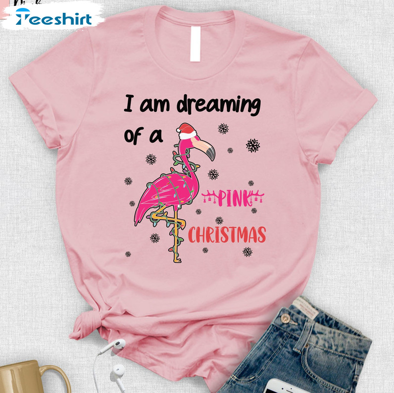 I’m Dreaming Of A Pink Christmas Shirt, Christmas Lights Sweater Short Sleeve