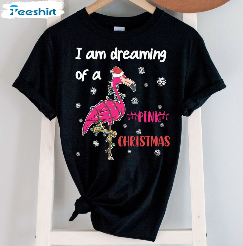 I’m Dreaming Of A Pink Christmas Shirt, Christmas Lights Sweater Short Sleeve