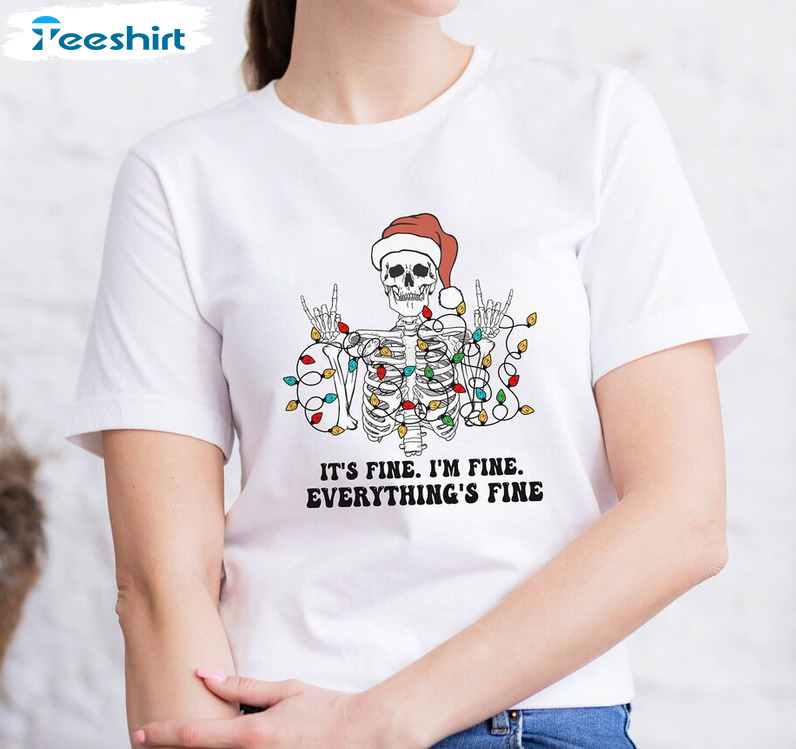 I’m Fine Christmas Lights Shirt – Christmas Lights Holiday Unisex Hoodie Tee Tops