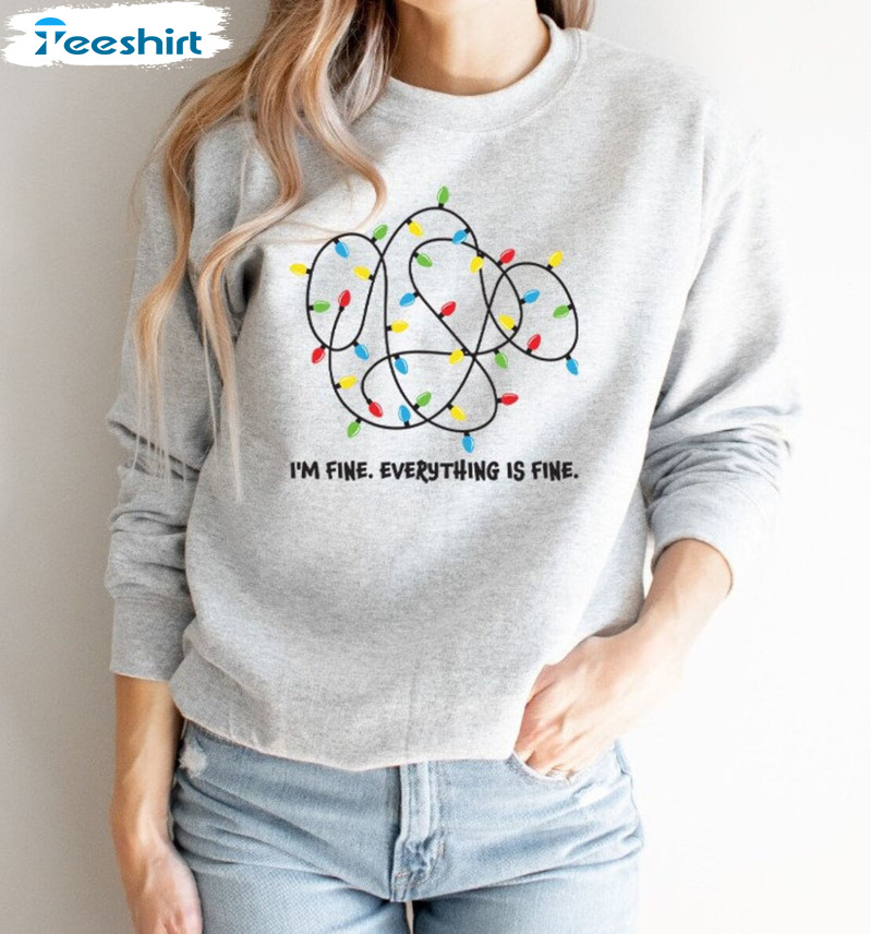 I’m Fine Christmas Lights Shirt – Christmas Long Sleeve Unisex Hoodie