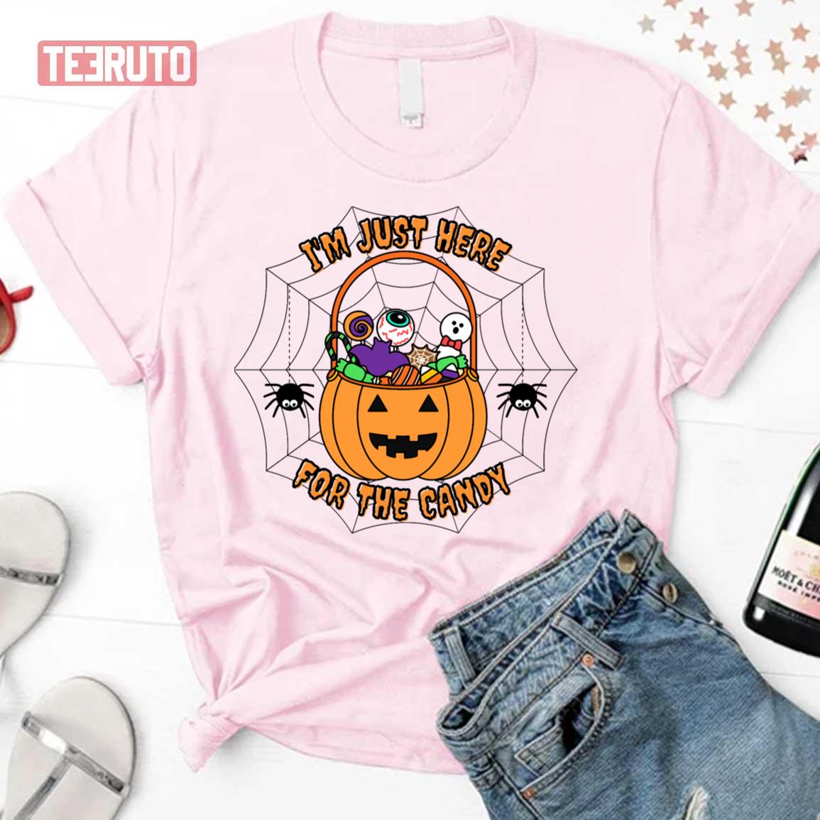 I’m Just Here For The Candy Funny Pun Halloween Unisex T-Shirt