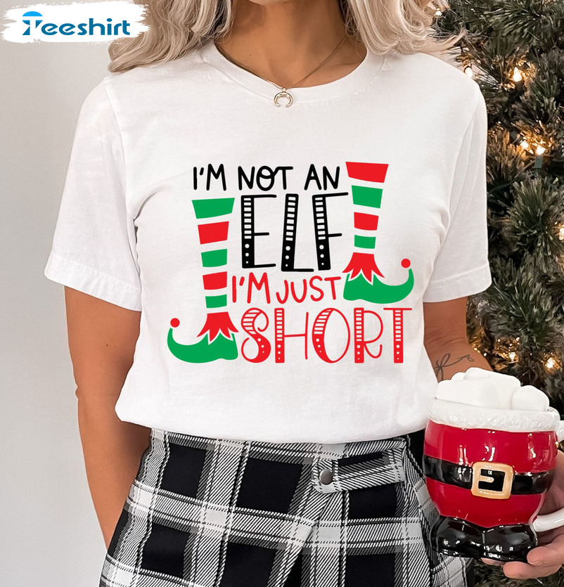 I’m Not An Elf Just Short Shirt, Funny Christmas Long Sleeve Unisex Hoodie