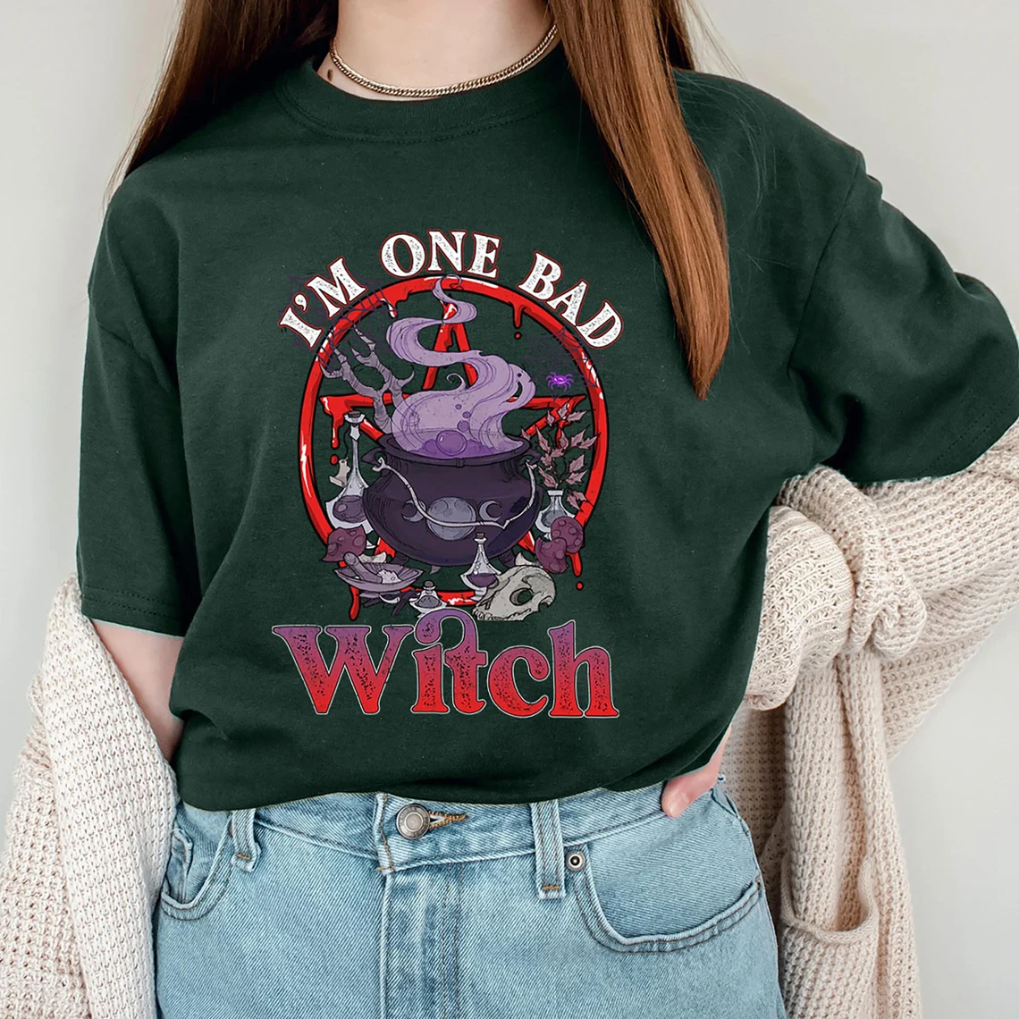 I’m One Bad Witch Funny Halloween T-Shirt