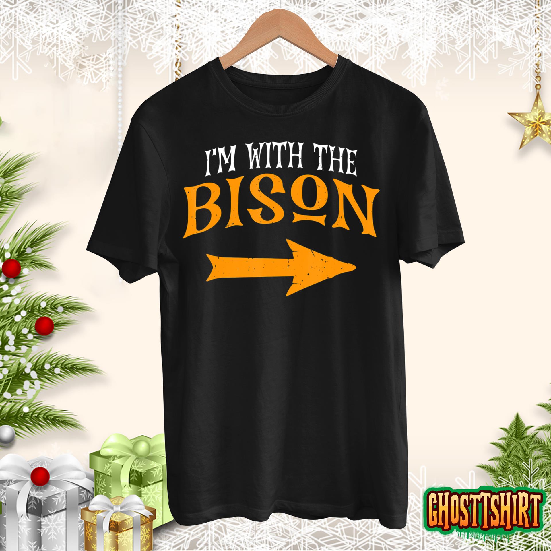 I’m With Bison Halloween Costume Funny Couples Bison T-Shirt