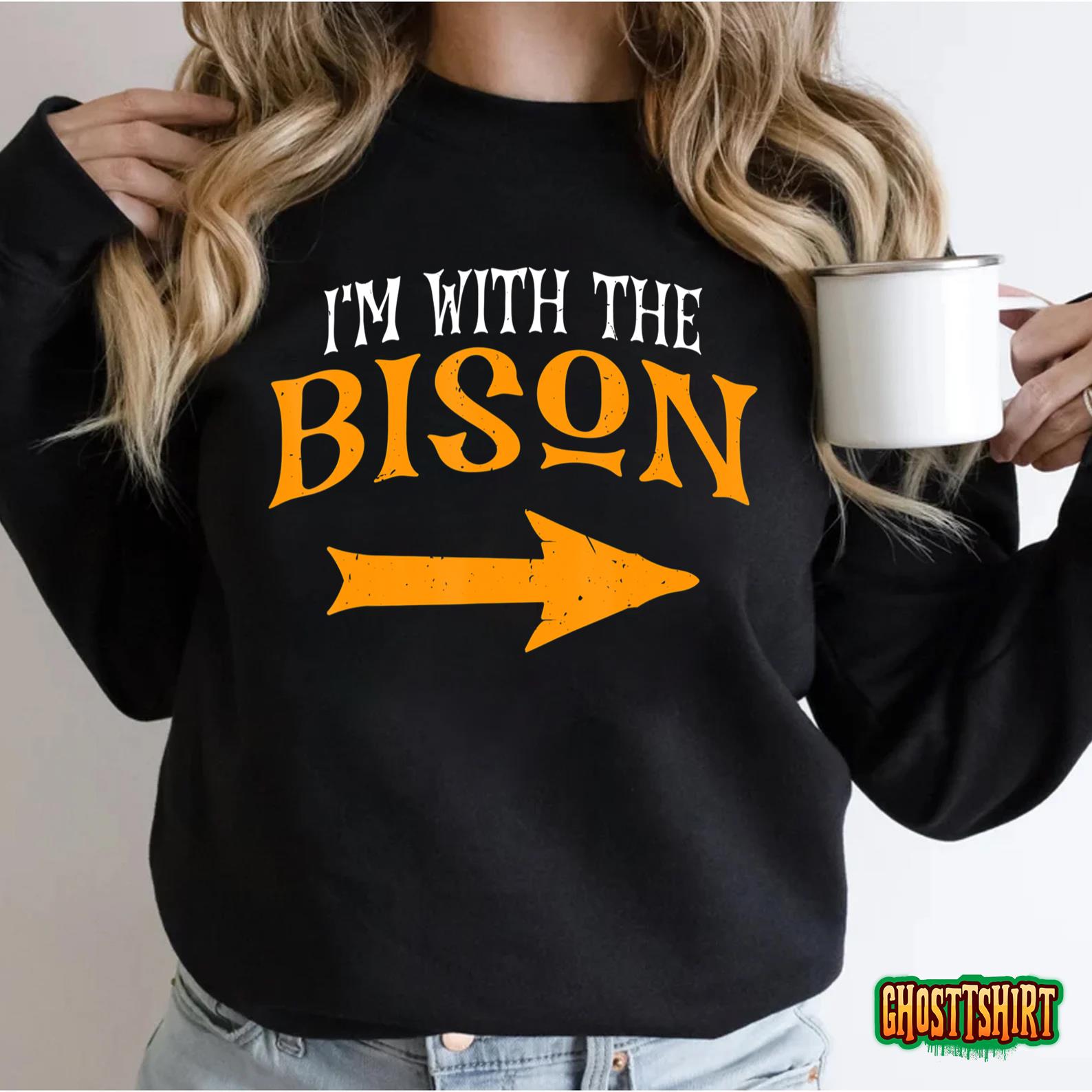 I’m With Bison Halloween Costume Funny Couples Bison T-Shirt