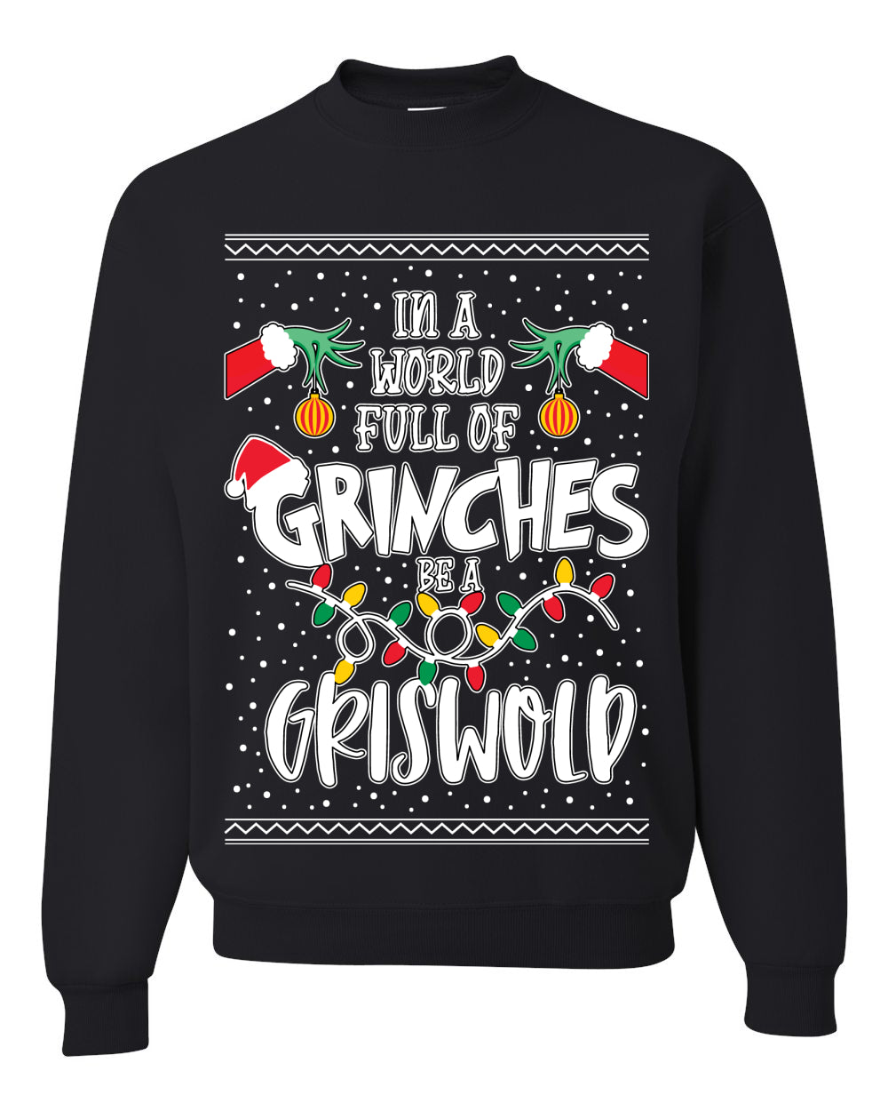 In A World Full Of Grinches Be A Grizwold Ugly Christmas Sweater Unisex Crewneck Graphic Sweatshirt- Best Christmas Gifts 2023