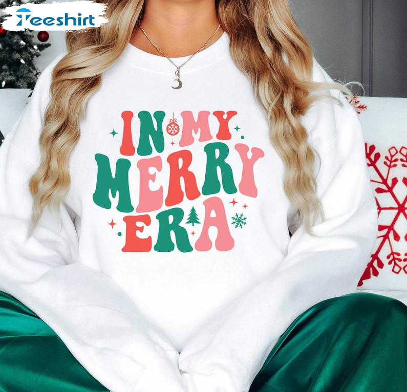 In My Merry Era Christmas Shirt, Holiday Funny Long Sleeve Unisex Hoodie