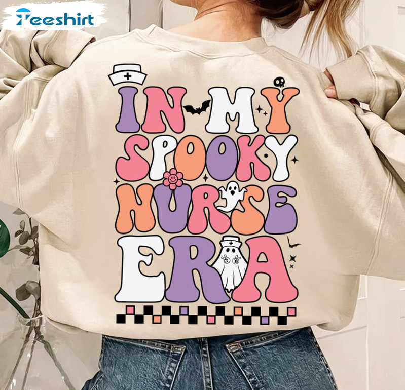 In My Spooky Nurse Era Cute Shirt, Spooky Nurse Halloween Long Sleeve Unisex Hoodie