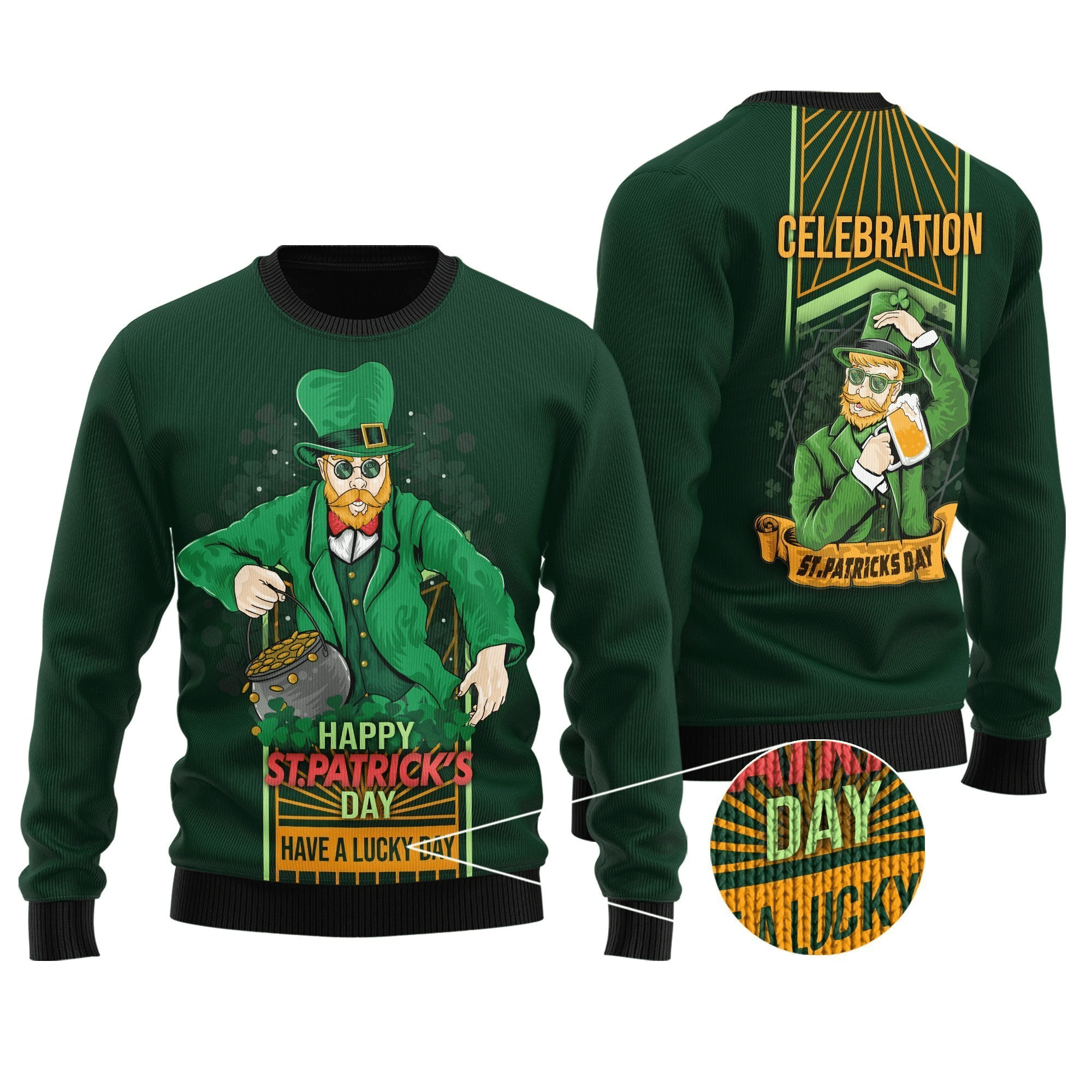 Irish Saint Patrick Day Ugly Christmas Sweater | Unisex | Full Size | Adult | Colorful | US3811- Best Christmas Gifts 2023