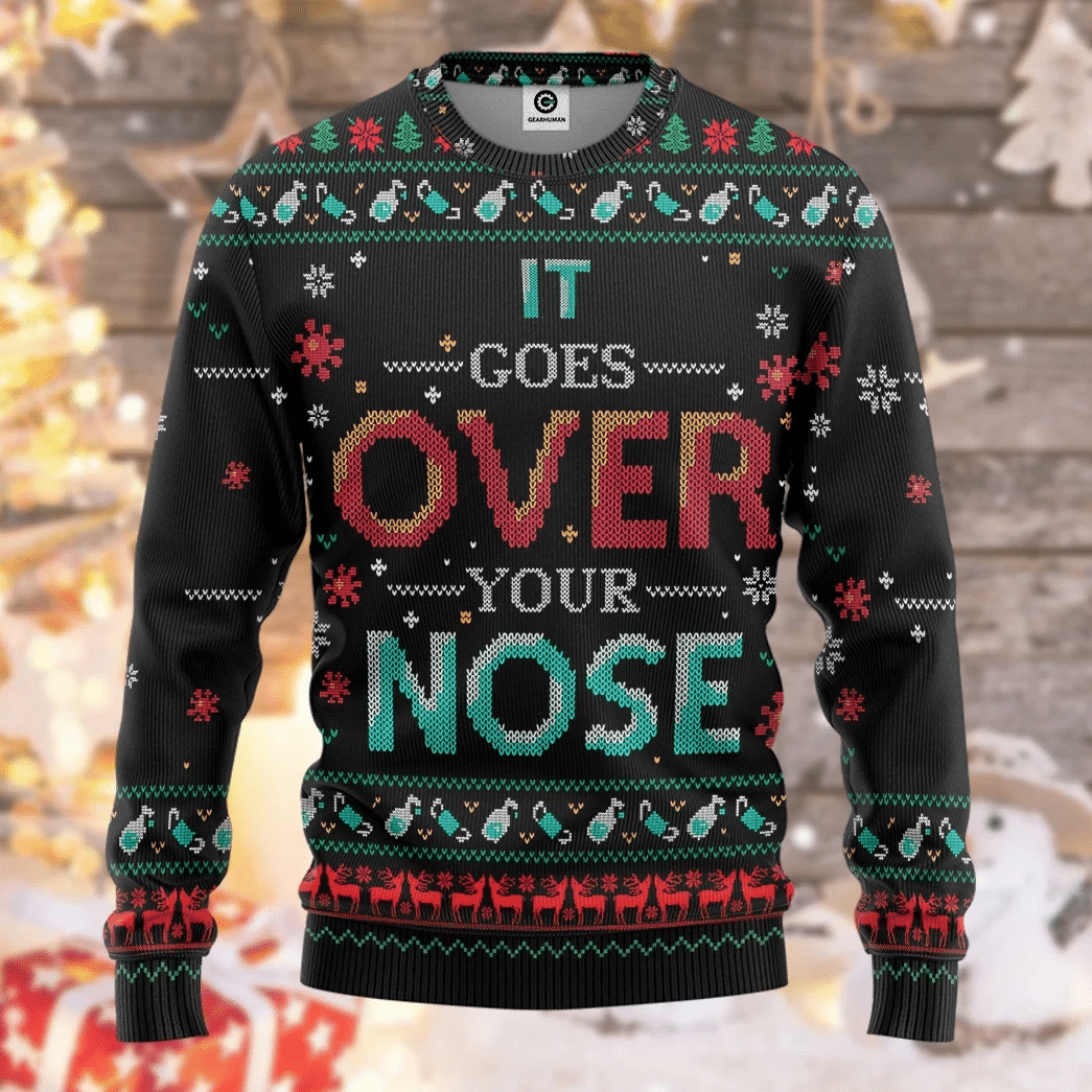 It Goes Over Your Nose Ugly Christmas Sweater | For Men & Women | Adult | US3253- Best Christmas Gifts 2023