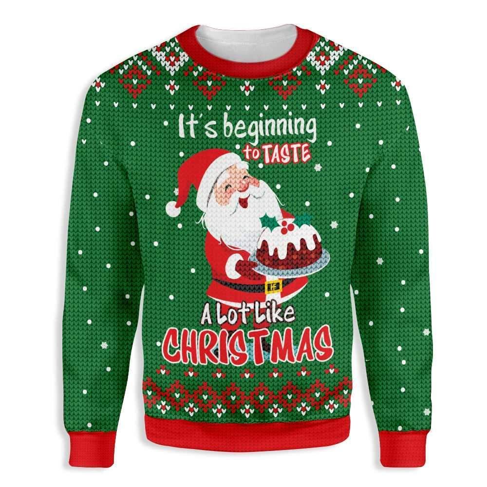 It’s Beginning To Taste A Lot Like Christmas Santa Claus Baking Ugly Christmas Sweater | For Men & Women | Adult | US3196- Best Christmas Gifts 2023