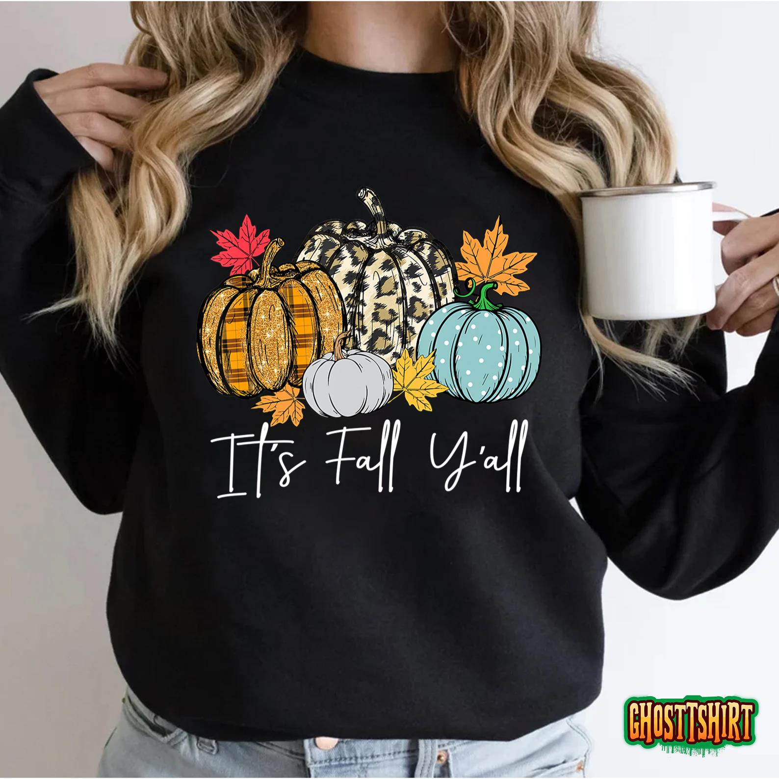 It’s Fall Y’all Leopard Pumpkin Happy Thanksgiving Sweatshirt