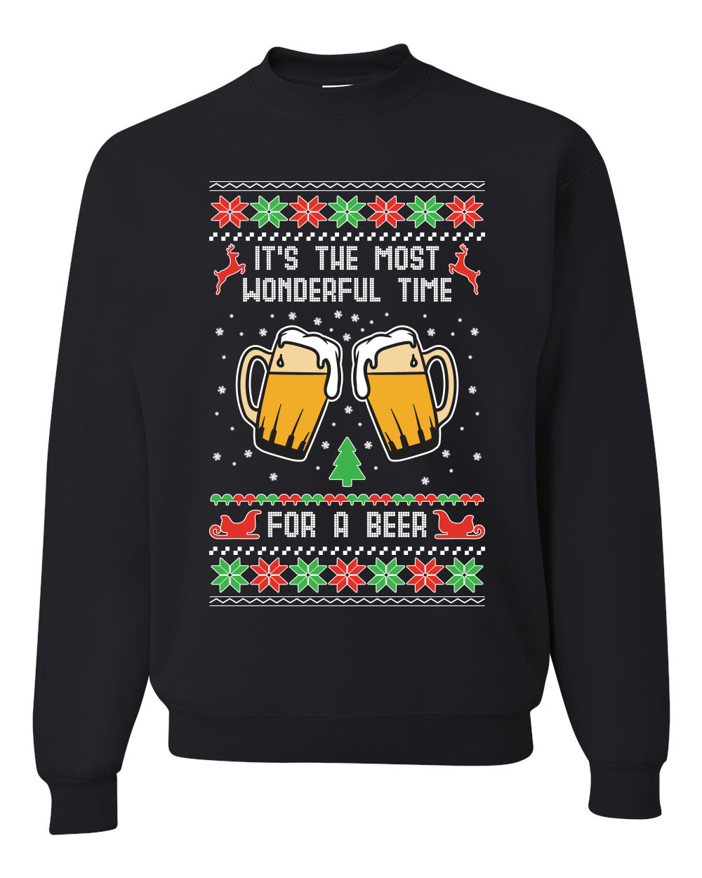 It’s The Most Wonderful Time for a Beer Merry Ugly Christmas Sweater Unisex Crewneck Graphic Sweatshirt- Best Christmas Gifts 2023