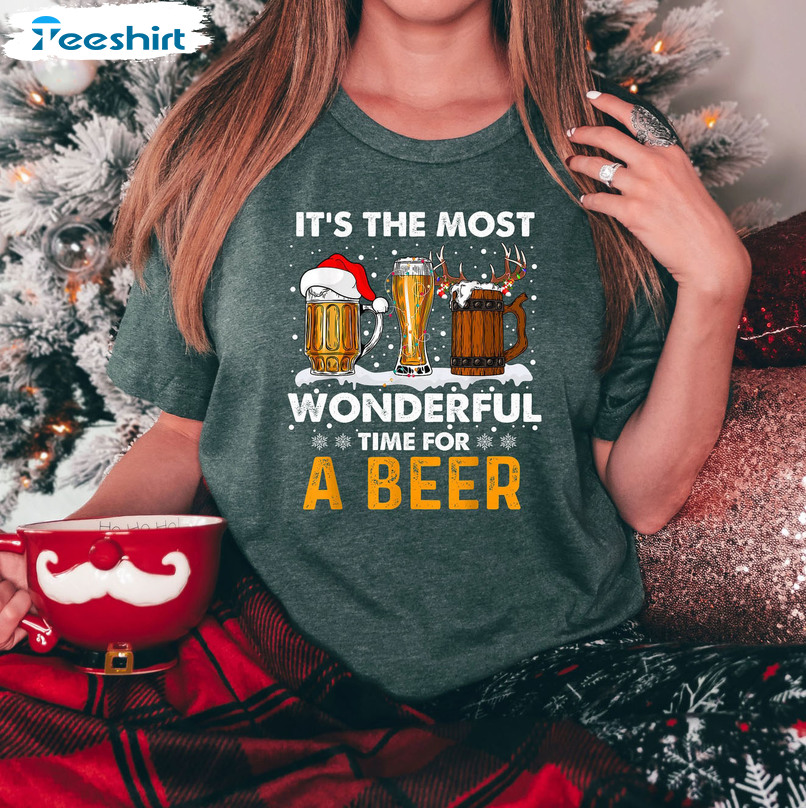 It’s The Most Wonderful Time For A Beer Shirt, Christmas Beer Tee Tops Short Sleeve