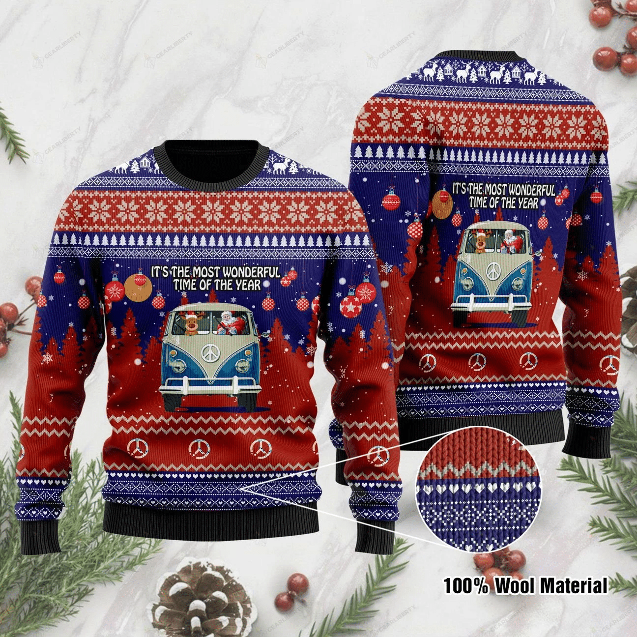 It’s The Most Wonderful Time Of The Year Santa Claus In Hippie Car Ugly Christmas Sweater | For Men & Women | Adult | US1263- Best Christmas Gifts 2023