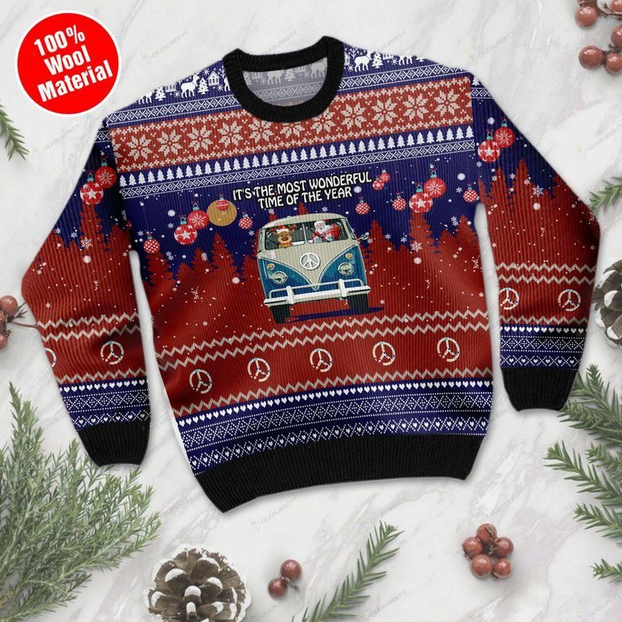 It’s The Most Wonderful Time Of The Year Santa Claus In Hippie Car Ugly Christmas Sweater | For Men & Women | Adult | US1263- Best Christmas Gifts 2023