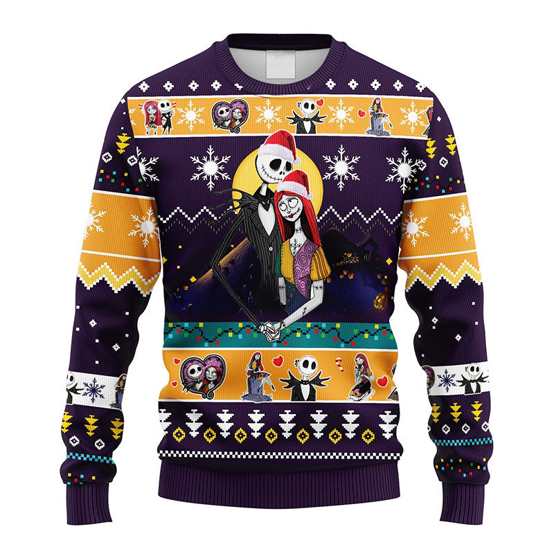 Jack And Sally In Love Nightmare Before Christmas Ugly Sweater – Best Christmas Gifts 2023