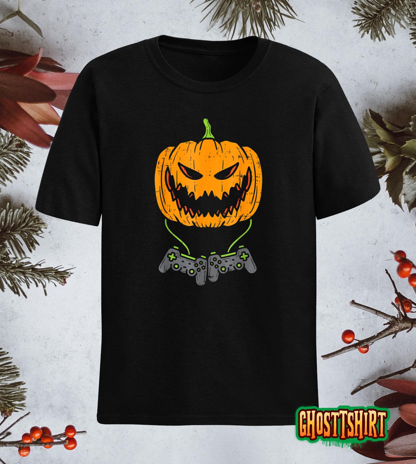 Jack O Lantern Game Controller Gamer Halloween 2022 Boys T-Shirt