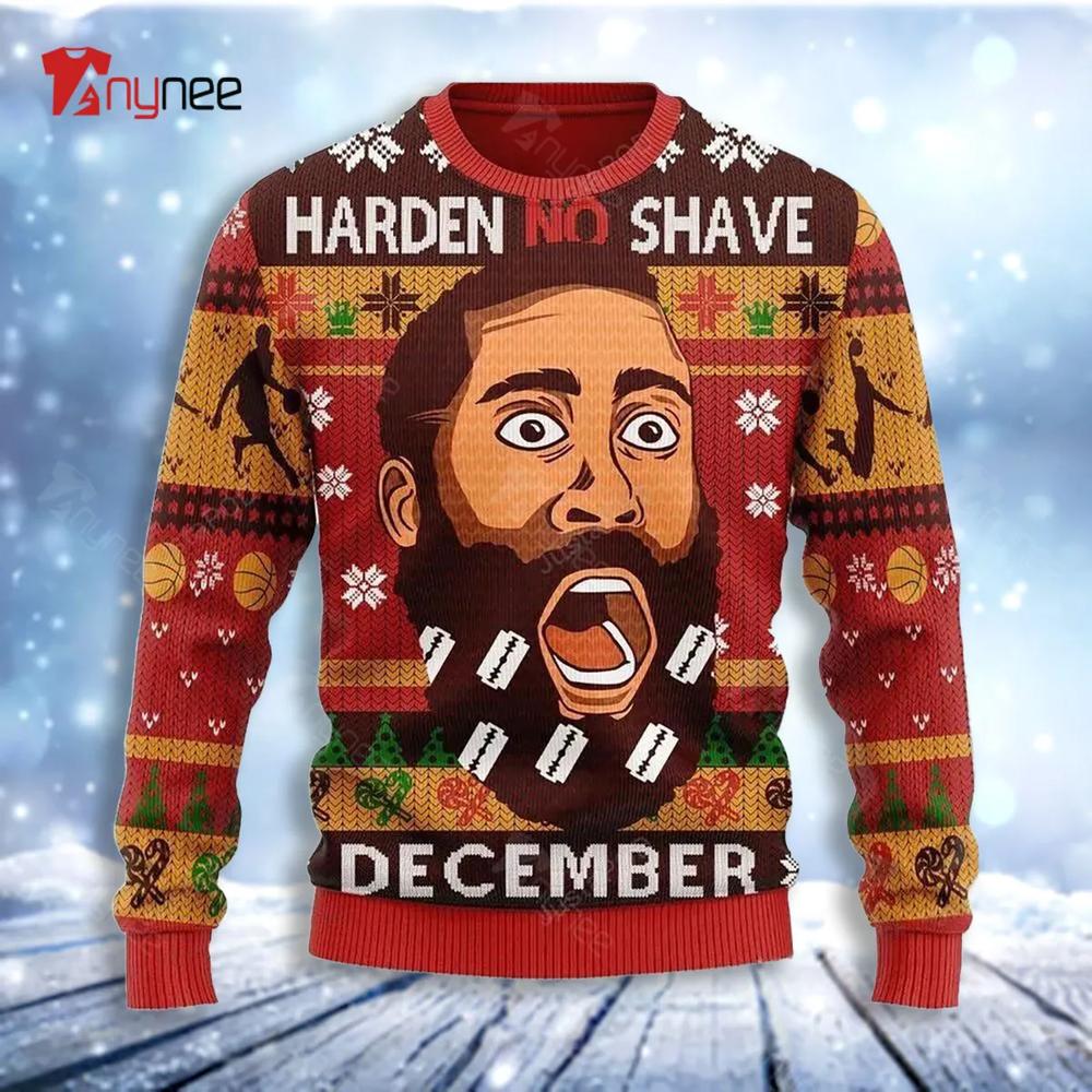 James Harden No Shave December Ugly Christmas Sweater- Best Christmas Gifts 2023