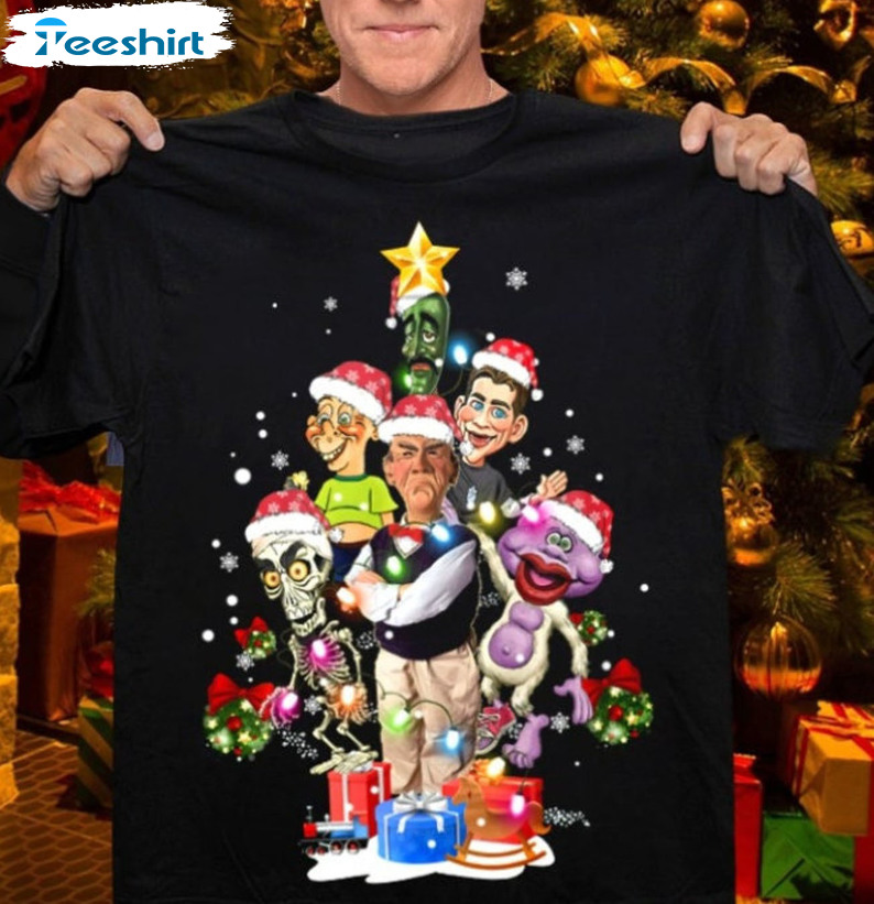 Jeff Dunham Mashup Friends Tree Christmas Shirt, Dunham Characters Crewneck Short Sleeve