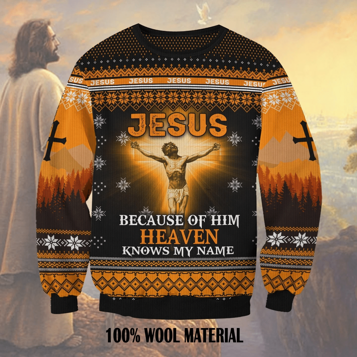 Jesus Because Of Him Heaven Knows My Name  Ugly Christmas Sweater | For Men & Women | Adult | US1321- Best Christmas Gifts 2023