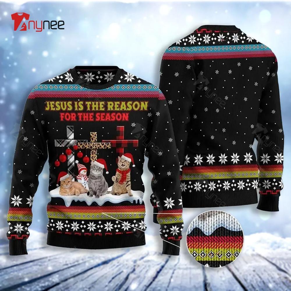 Jesus Is The Reason For The Season Cat Ugly Hristmas Sweater Cat Ugly Christmas Sweater- Best Christmas Gifts 2023