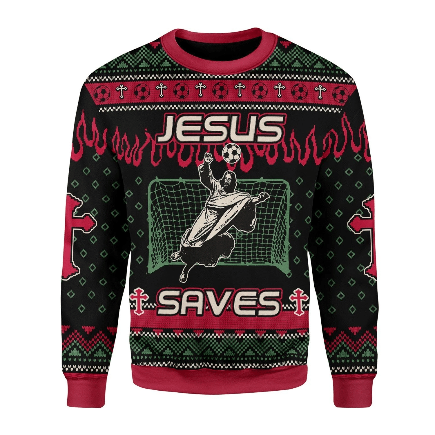 Jesus Saves Football Ugly Christmas Sweater | For Men & Women | Adult | US3406- Best Christmas Gifts 2023