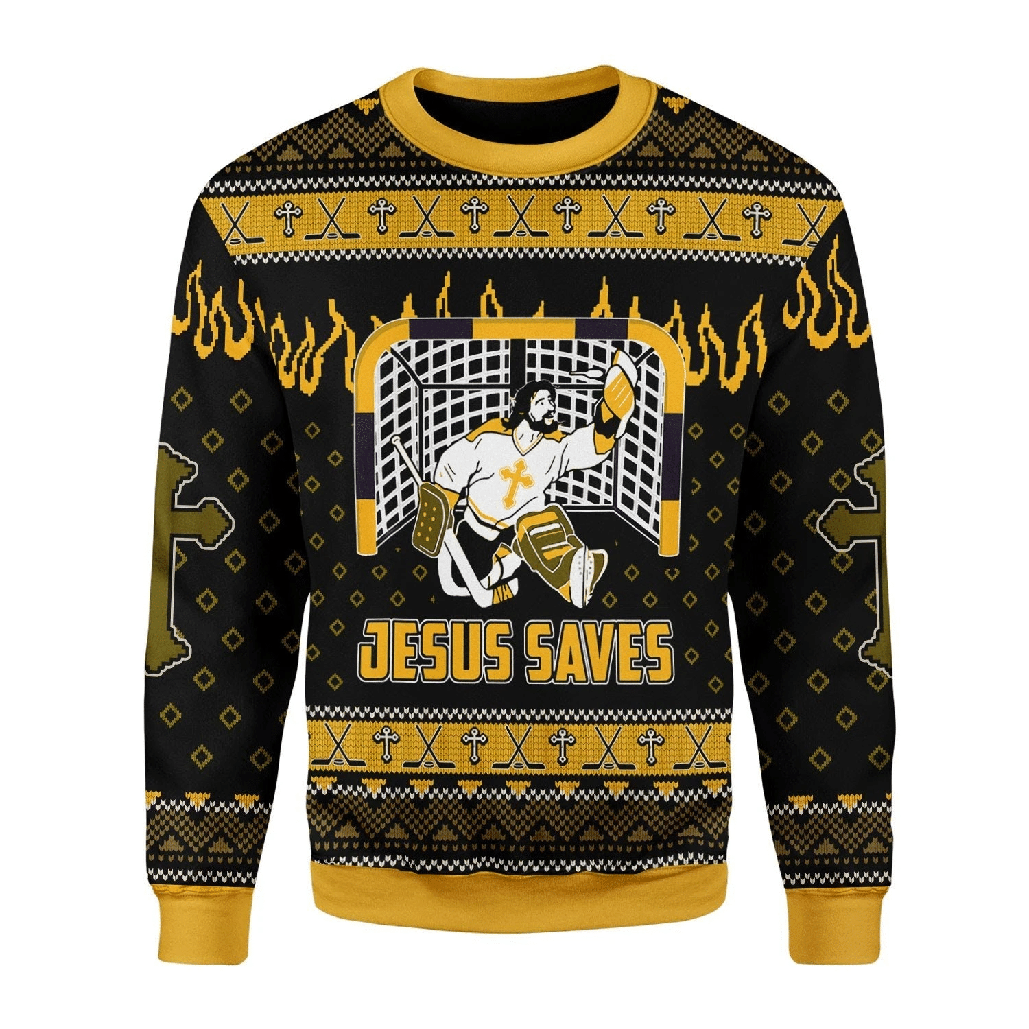 Jesus Saves Hockey Ugly Christmas Sweater | For Men & Women | Adult | US3404- Best Christmas Gifts 2023